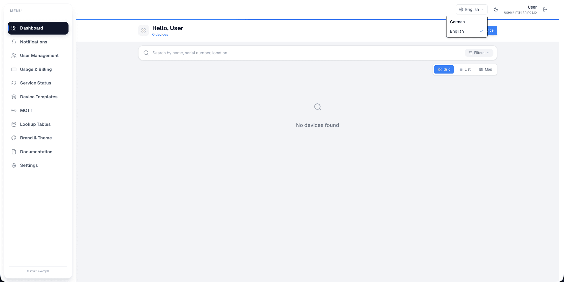 Dashboard Search & Filter