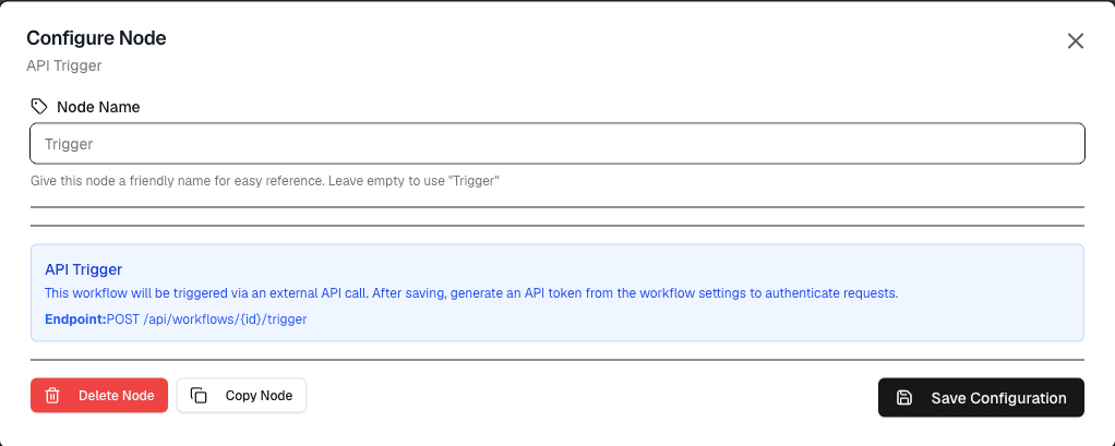 API Trigger Screenshot