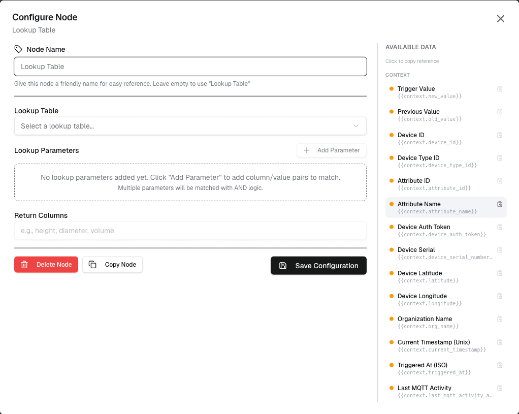 Lookup Table Screenshot