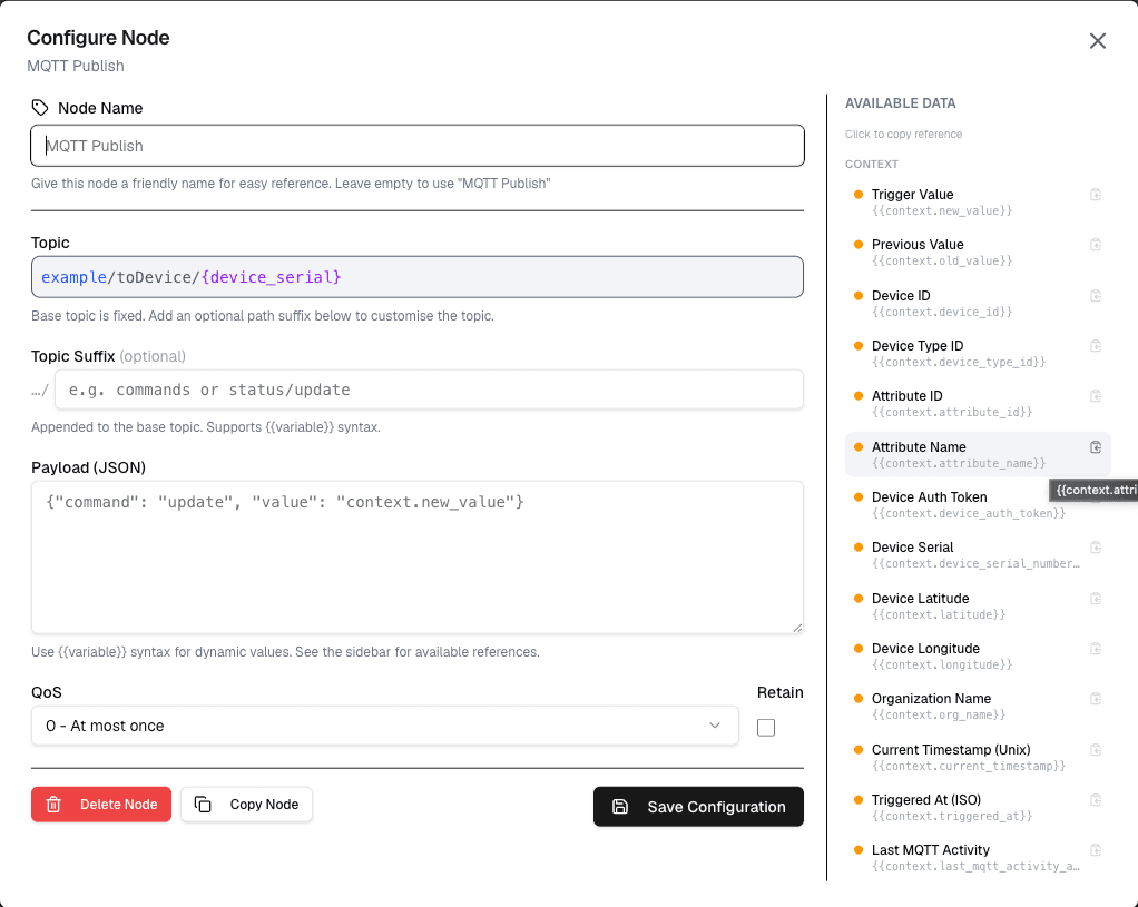 MQTT Publish Screenshot
