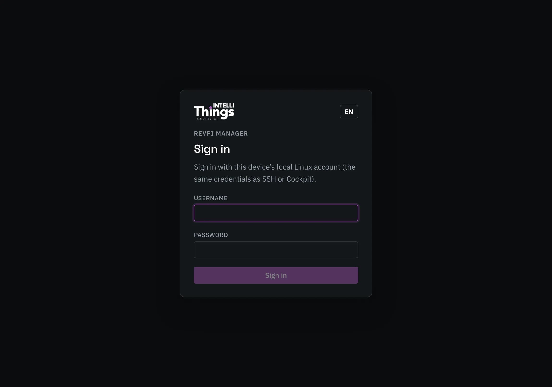 Login page