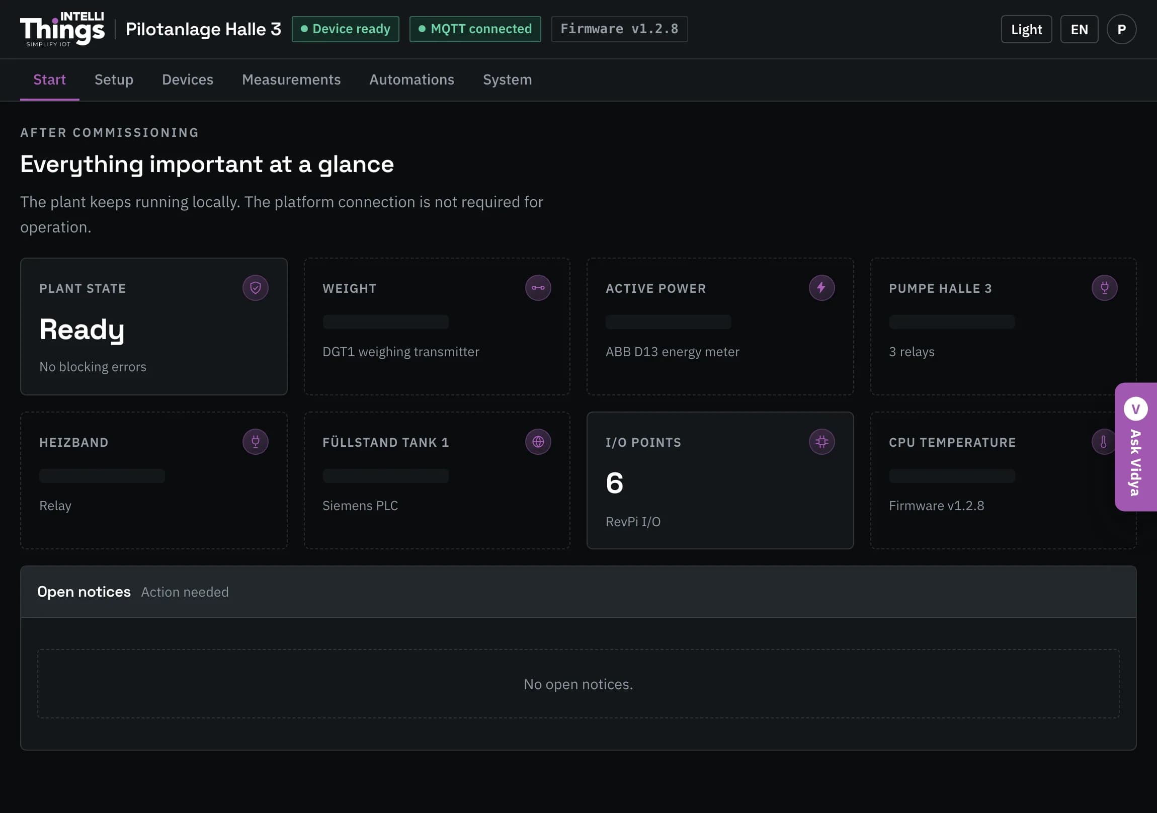 Start page with header and tabs