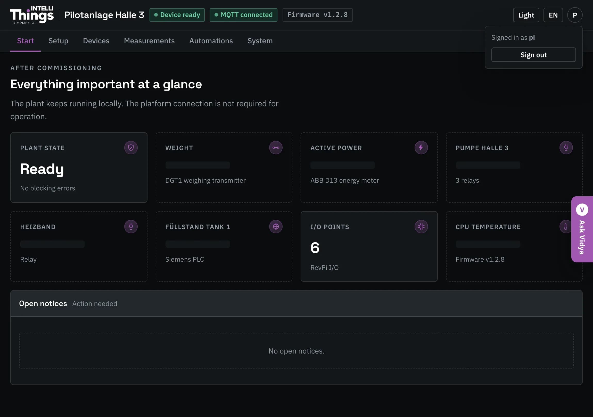 Account menu