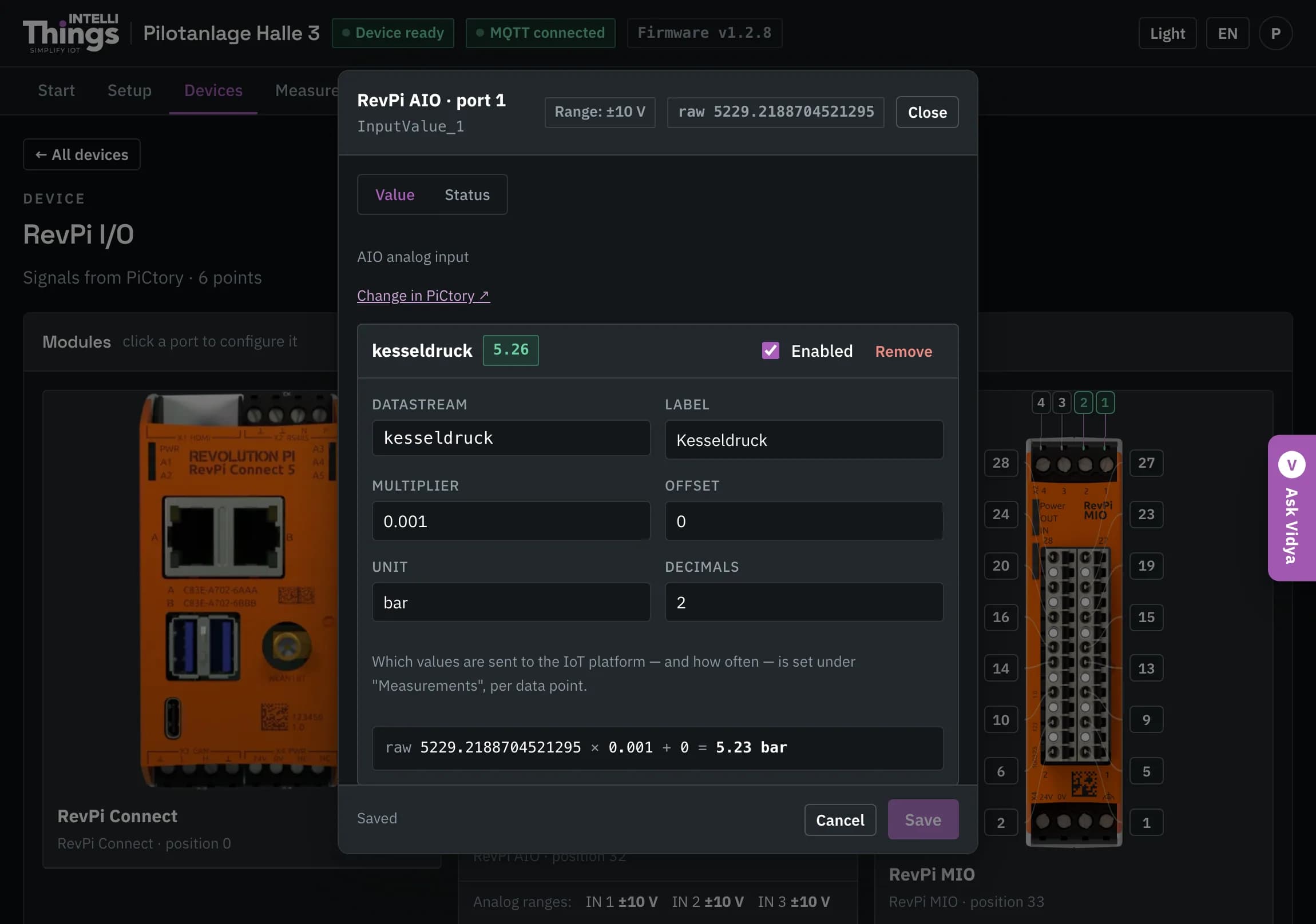 Analog input with scaling