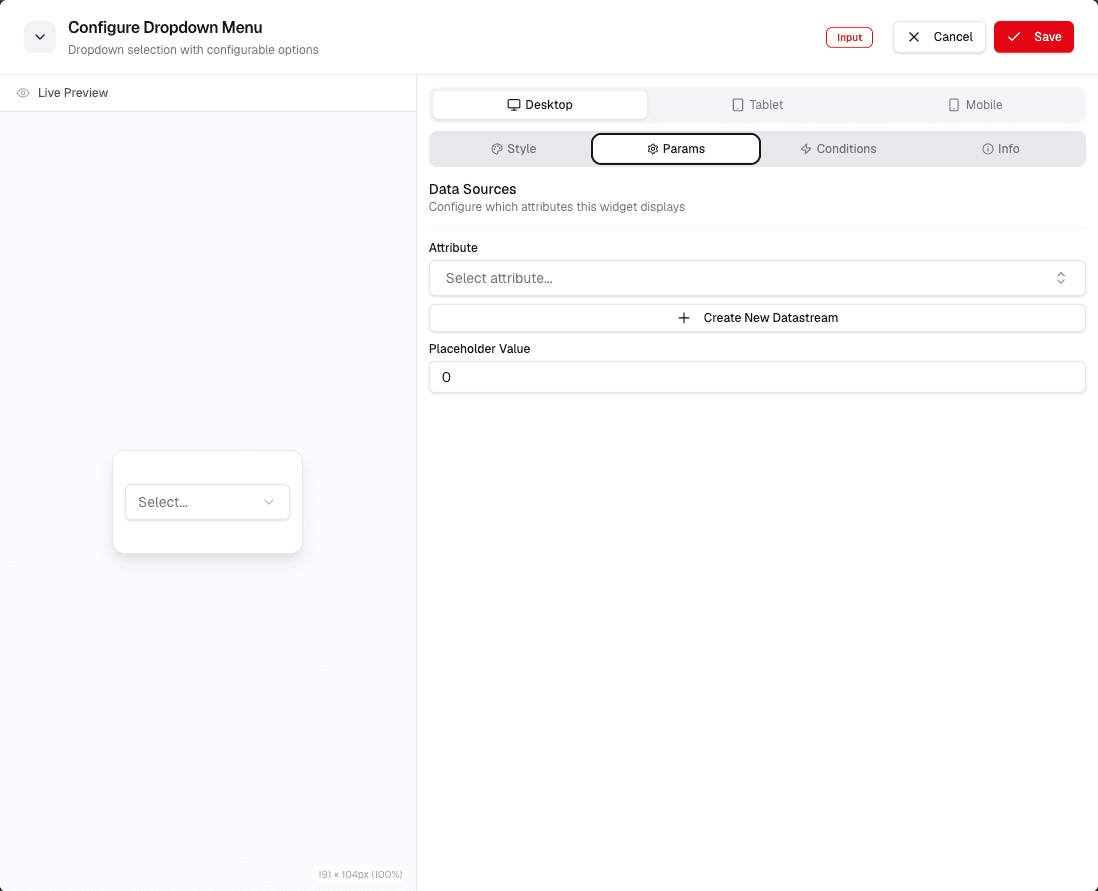 Configure Dropdown Menu
